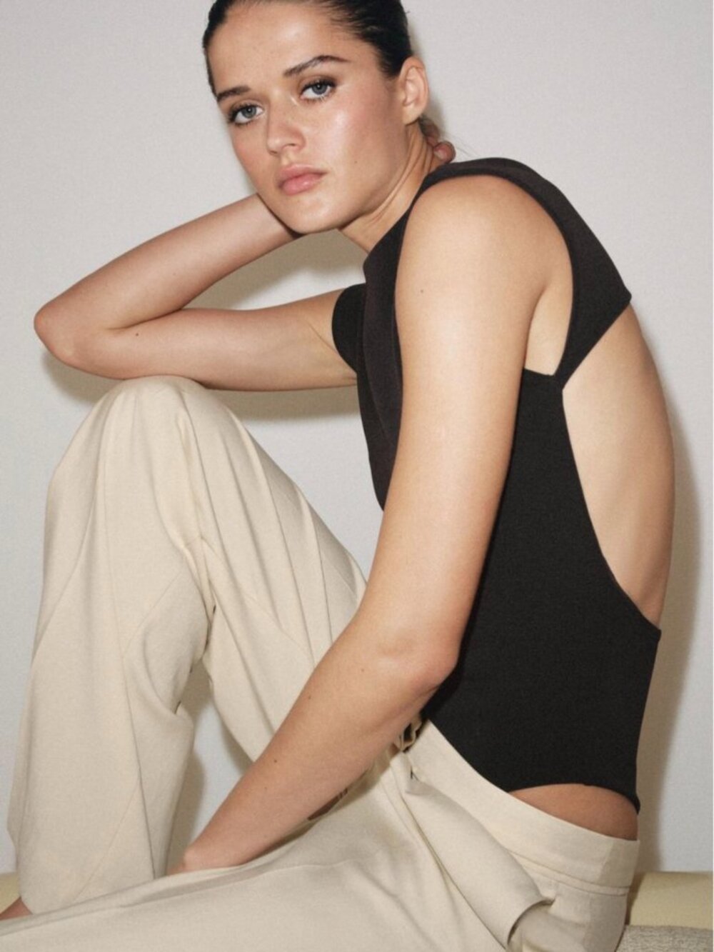 ZARA High Neck Backless Bodysuit NWT - Dark Brown - Size M